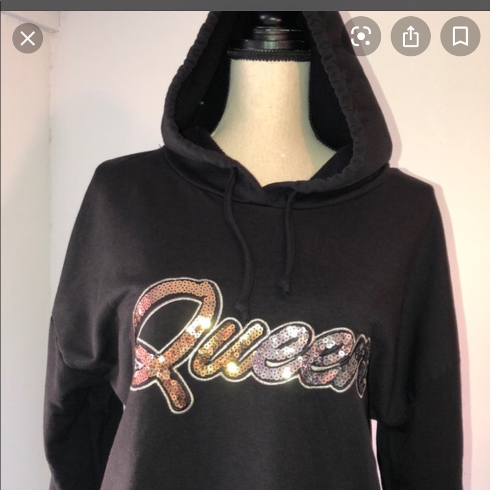 Black Sequins Queen hoodie (worn once)